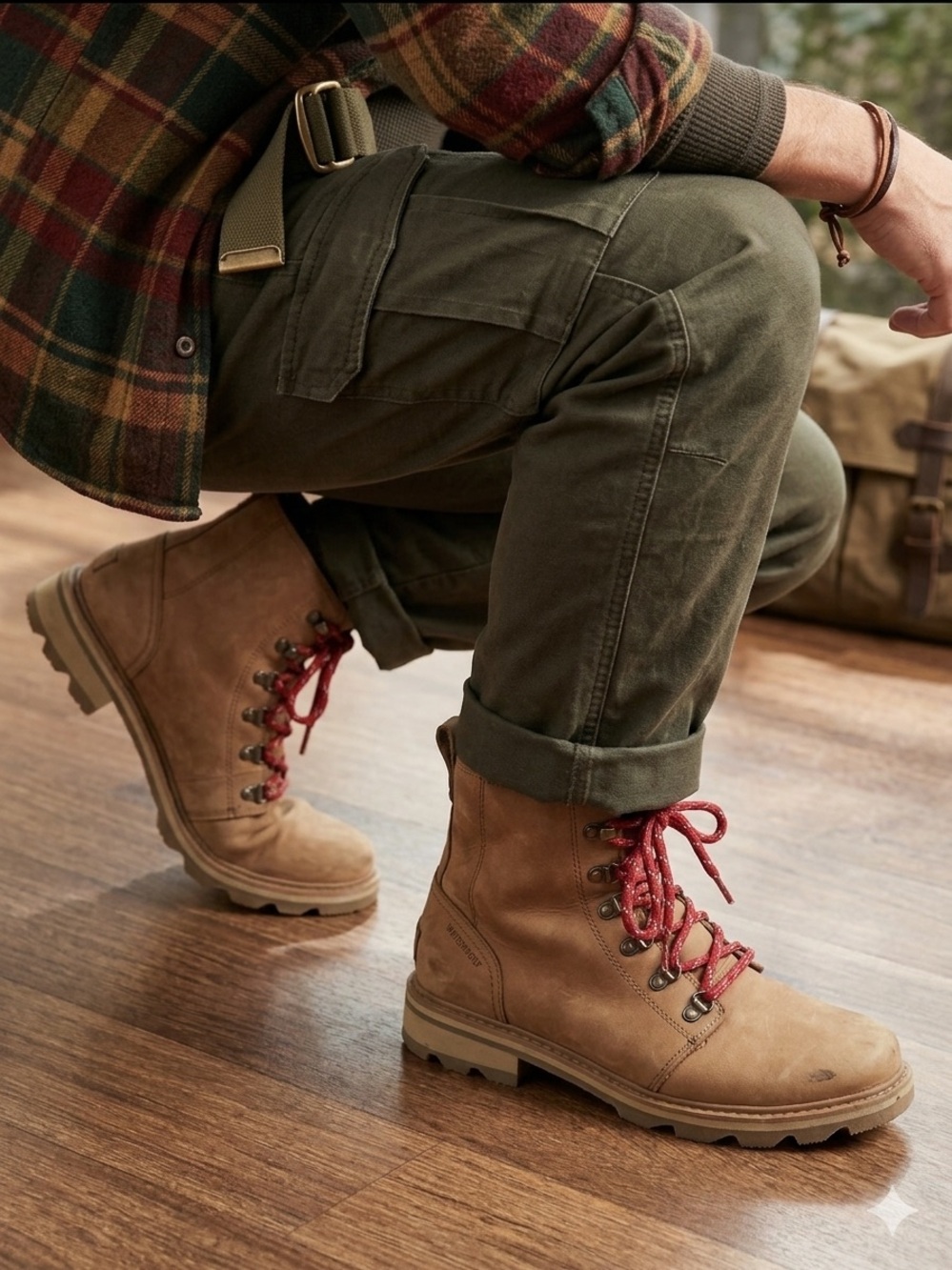 Sorel Brown Boots with Red Laces Sz 9